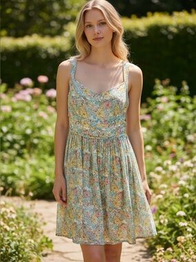 #215,ANTONIO MELANI, Vintage,  floral pastel dress, size 12